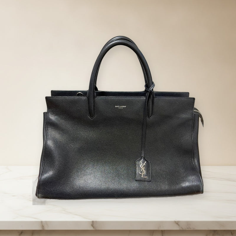 Saint Laurent Cabas Rive Gauche Handbag Leather Black Tote Bag