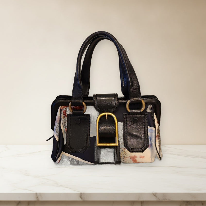 Celine Triomphe Macadam Canvas Leather Shoulder Bag