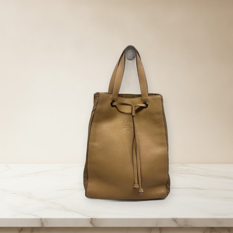 Prada Drawstring Shoulder Bag Handbag Leather Light French Beige
