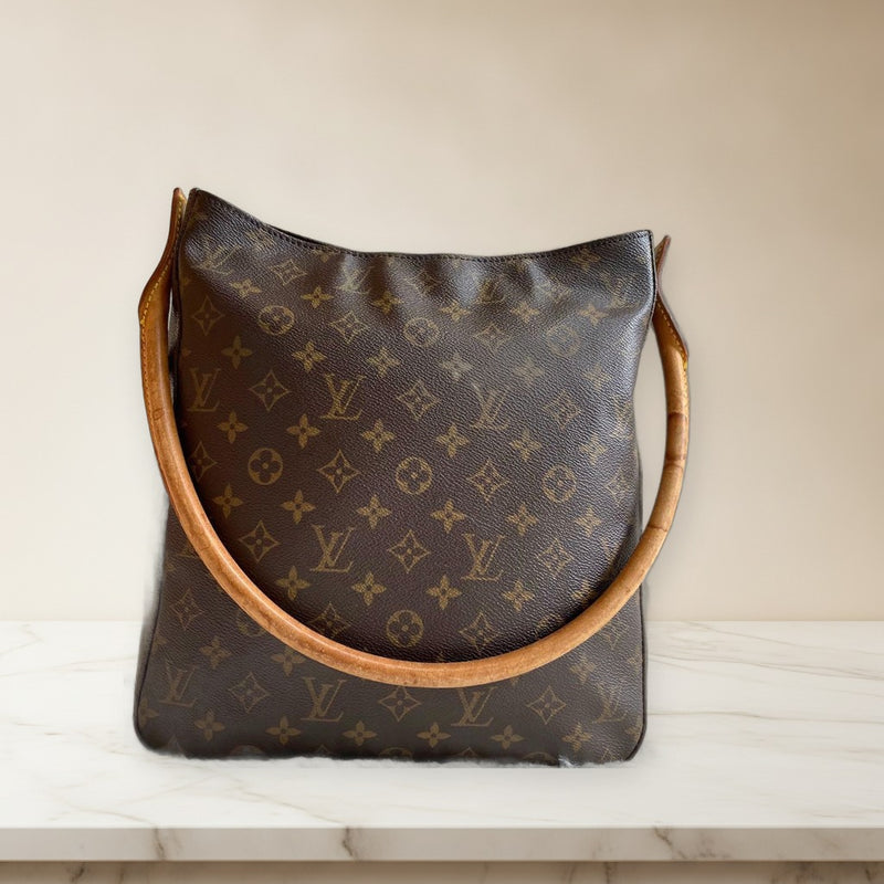 Louis Vuitton Looping MI0020 Handbag Monogram Pvc Leather Brown Camel