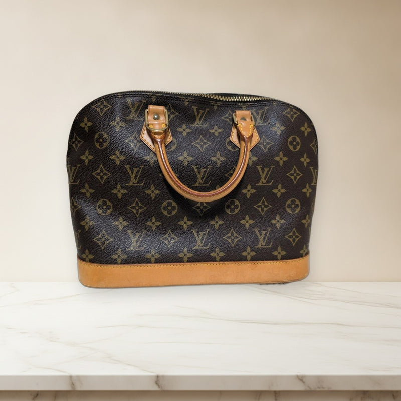 Louis Vuitton Monogram Alma M51130 Handbag Leather Brown Gold Hardware