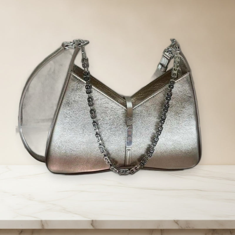 Givenchy Cut-out Chain Shoulder Bag Calfskin Dusty Gold Silver Hardware