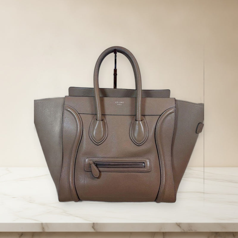 Celine Luggage Mini Tote Bag Leather Beige