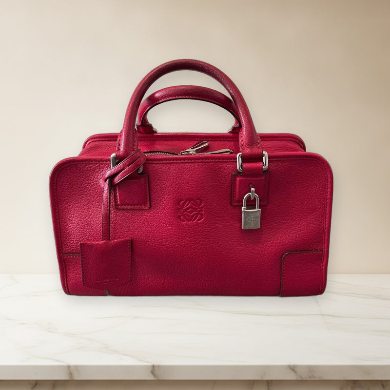 Loewe Amazona 28 Handbag Crossbody Shoulder Bag Leather Red