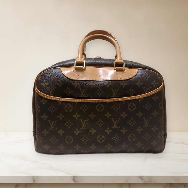Louis Vuitton Monogram Deauville Handbag Tote Bag Vachetta Leather