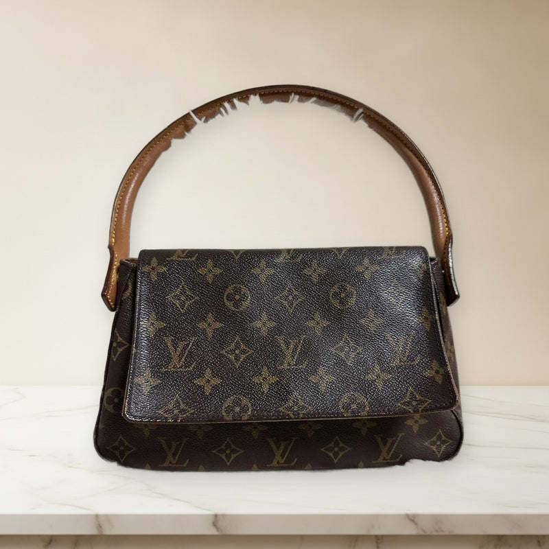 Louis Vuitton Monogram Shoulder Bag Brown Leather