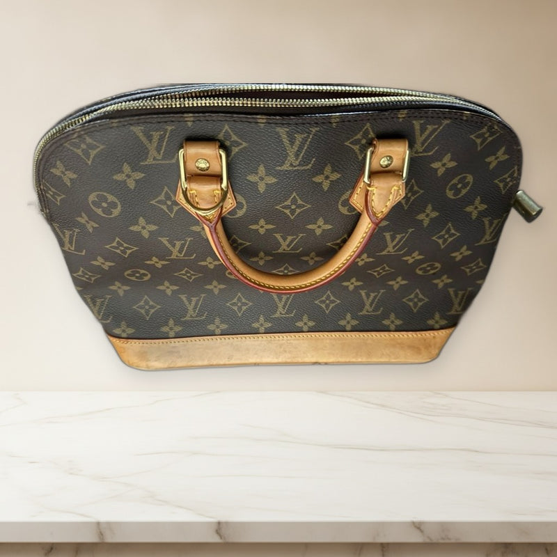 Louis Vuitton Alma Handbag Monogram Canvas Leather