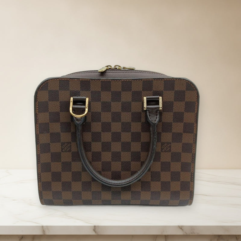 Louis Vuitton Damier Triana Handbag Brown Leather