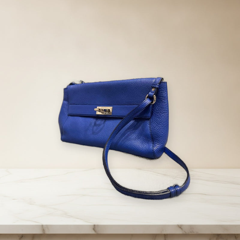 Salvatore Ferragamo Handbag Shoulder Bag Pouch Blue Leather