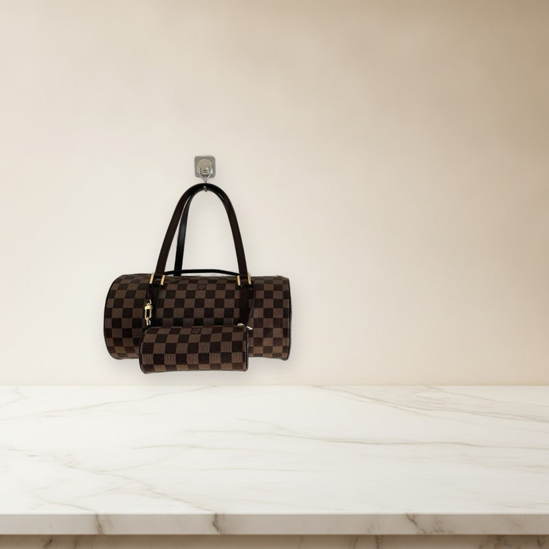 Louis Vuitton Damier Papillon Handbag Pouch Set Brown Canvas