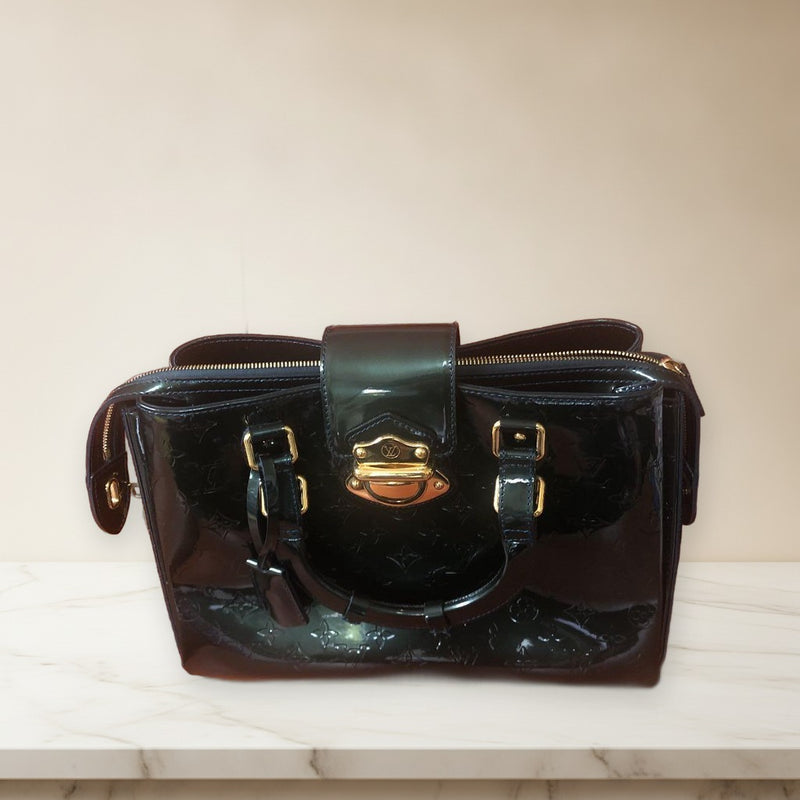 Louis Vuitton Vernis Handbag Dark Green Leather