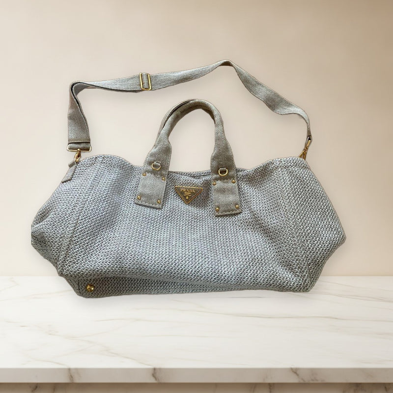 Prada Canapa Handbag Tote Shoulder Bag Canvas