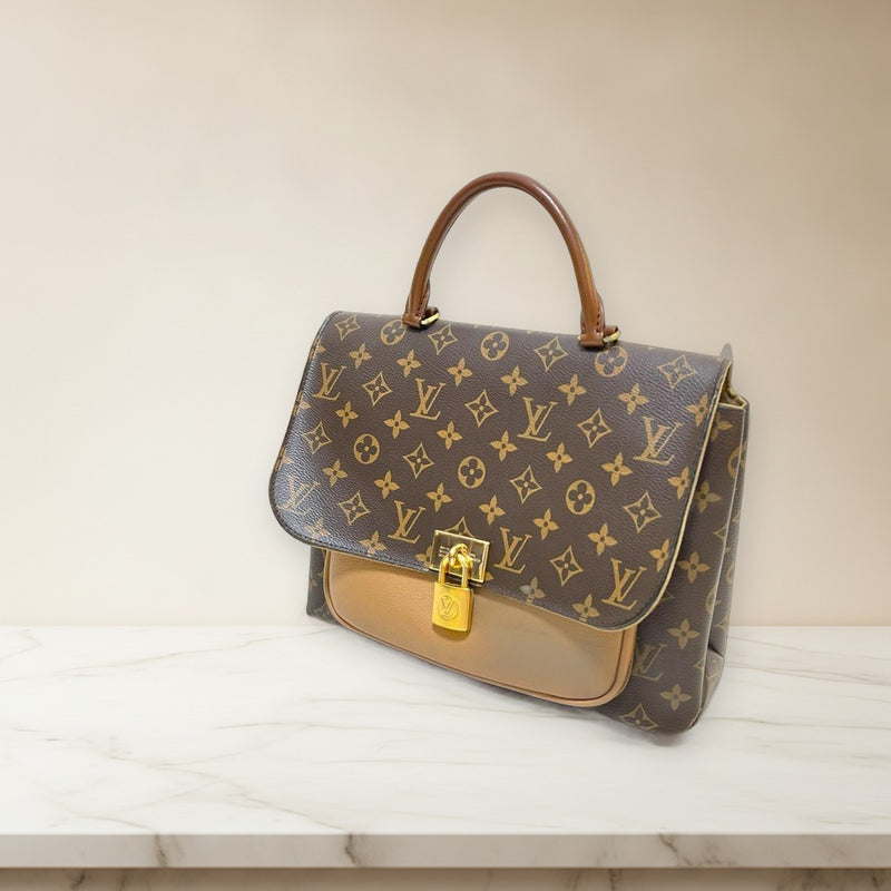 Louis Vuitton Marignan M44257 Handbag Monogram Canvas Calf Leather Sesame