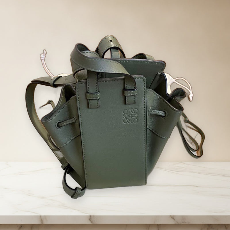 Loewe Hammock Drawstring Mini Handbag Leather Avocado Green Shoulder Bag