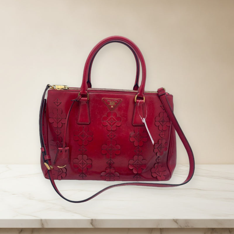 Prada Saffiano Leather 2-Way Shoulder Tote Bag Red