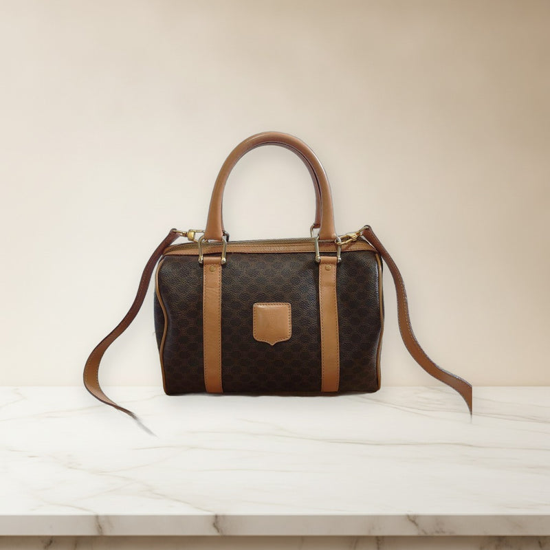 Celine Macadam 2 Way Mini Handbag Crossbody Bag Leather