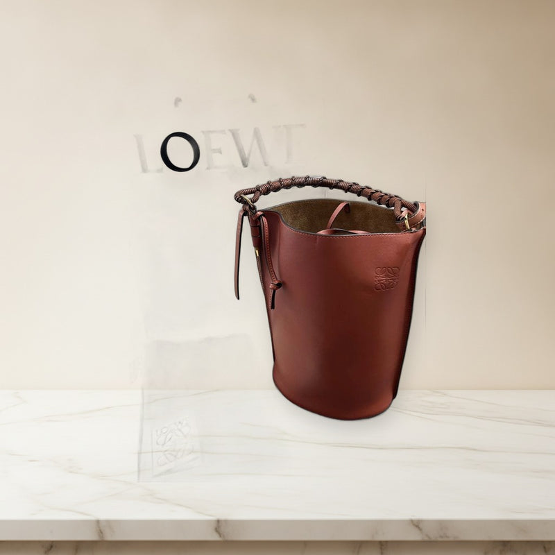 Loewe Gate Bucket Shoulder Bag Calfskin Leather Brown Gold Hardware