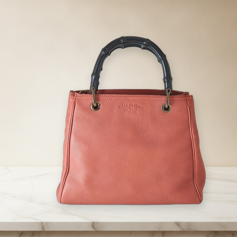 Gucci 336032 2 Way Shoulder Bag Handbag Leather Pink Chrome Hardware