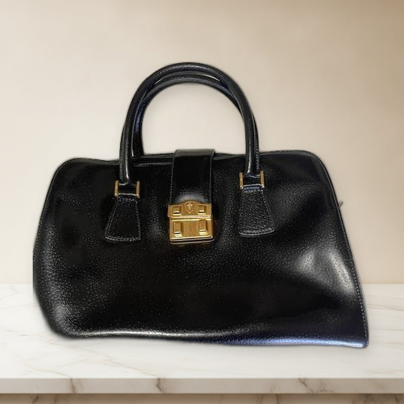 Old Gucci Doctor Bag Handbag Brown Leather