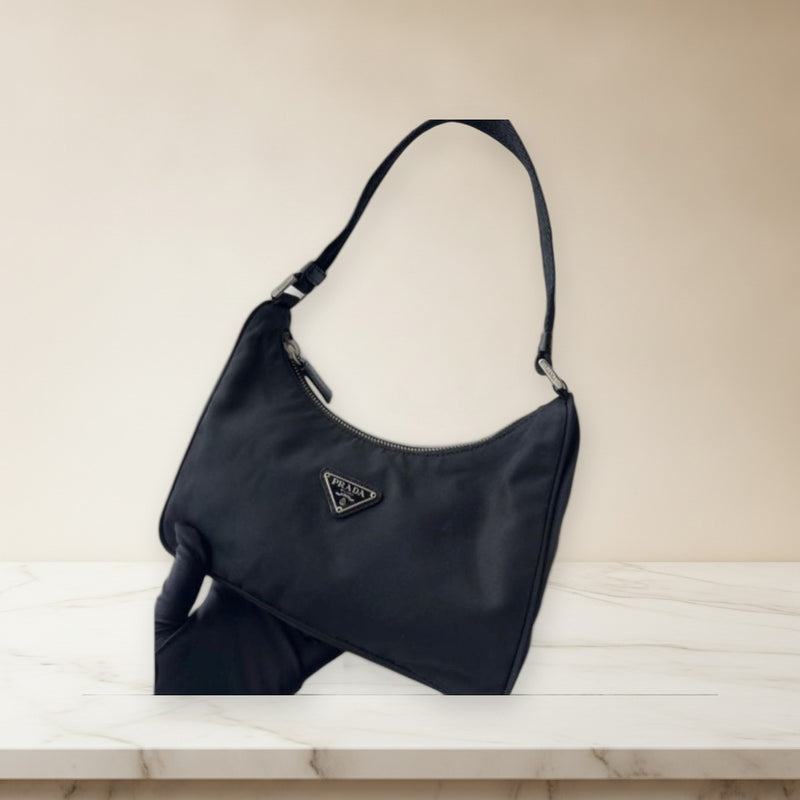 Prada Nylon Handbag Shoulder Bag Black