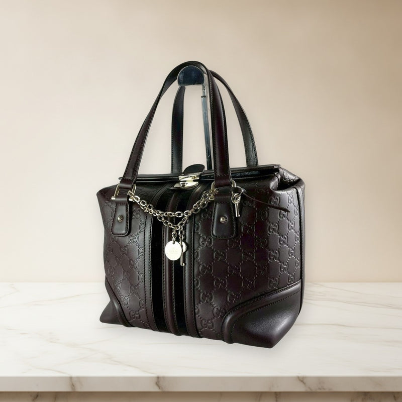 Gucci Shima 146002 Handbag Leather Gg Pattern
