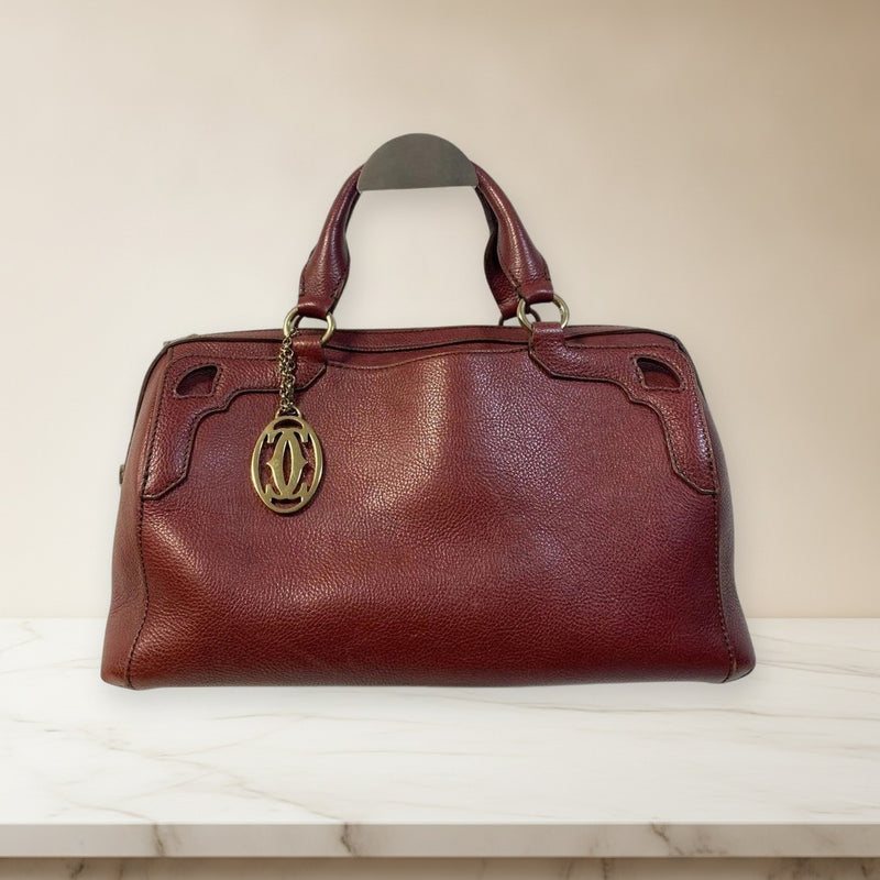 Cartier Marcello De Cartier Handbag Shoulder Bag Black Leather