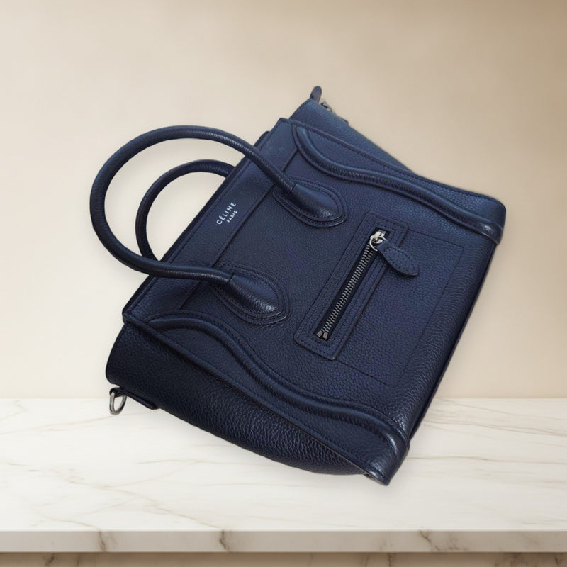 Celine Luggage Nano Handbag Black Leather Tote Bag