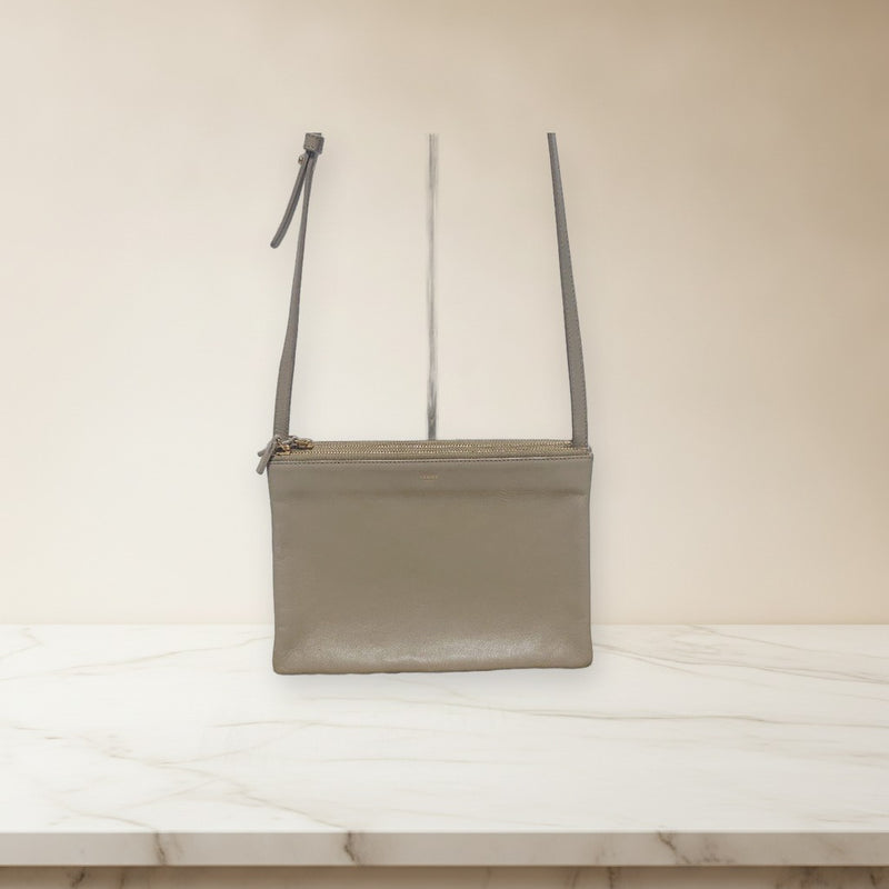 Celine Trio Large Shoulder Bag Crossbody Black Leather