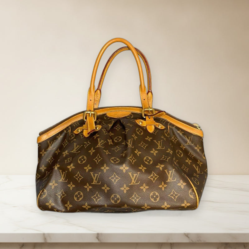 Louis Vuitton Monogram Handbag Pvc Leather Brown Canvas
