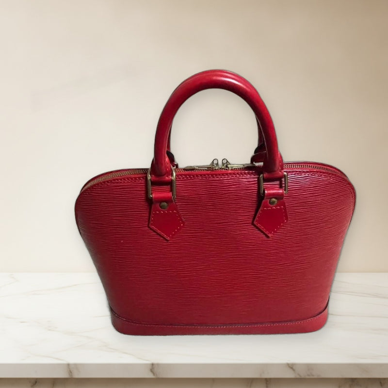 Louis Vuitton Epi Alma Handbag Red Leather