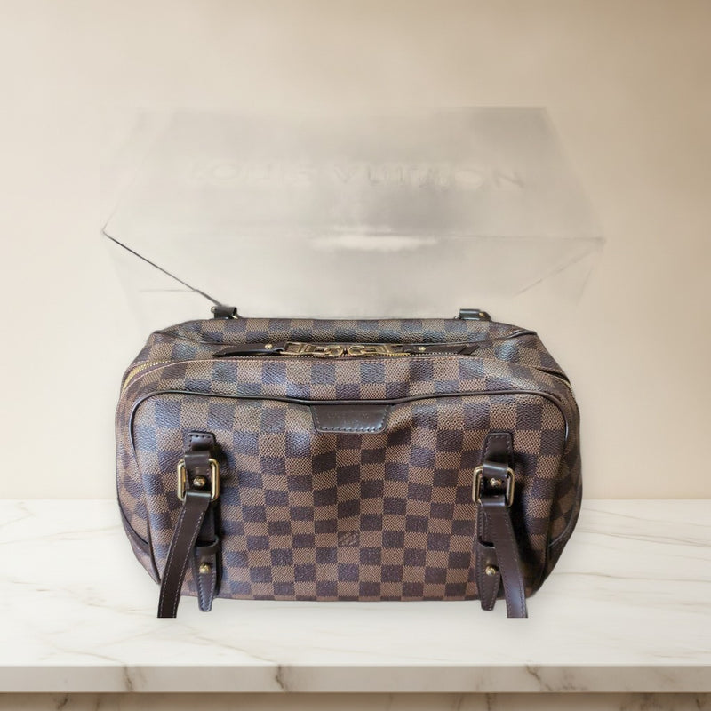 Louis Vuitton Rivington Gm Damier Ebene Shoulder Handbag Coated Canvas Brown