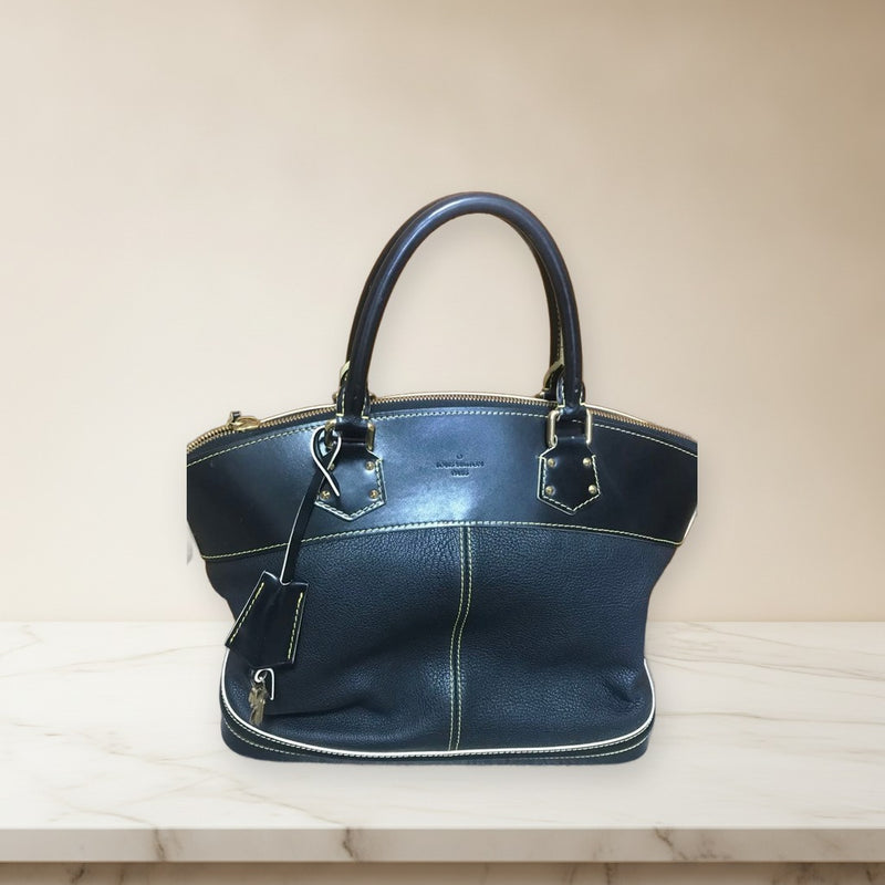 Louis Vuitton Lockit Suhali Leather Black Handbag Tote Bag Gold Hardware