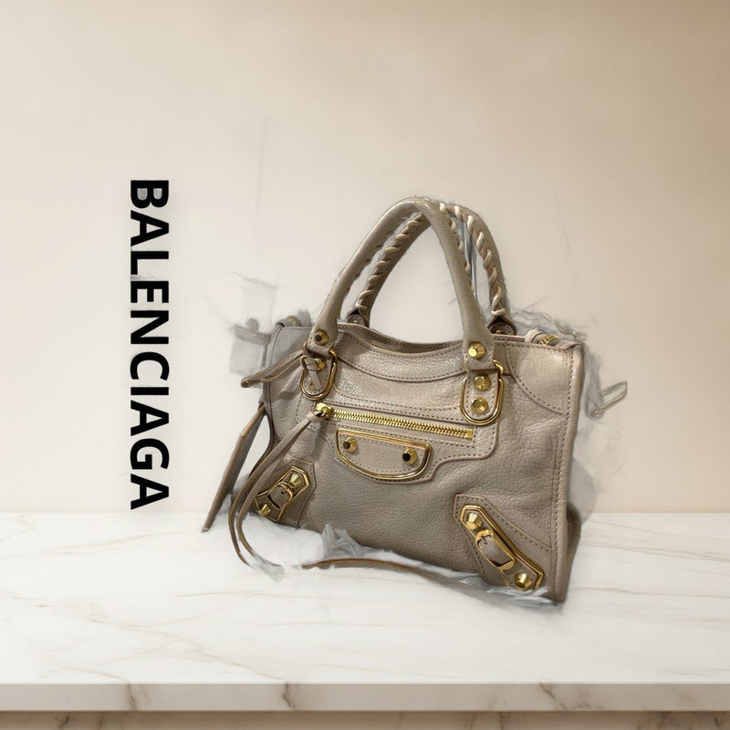 Balenciaga 2WAY Handbag Shoulder Bag Leather Beige