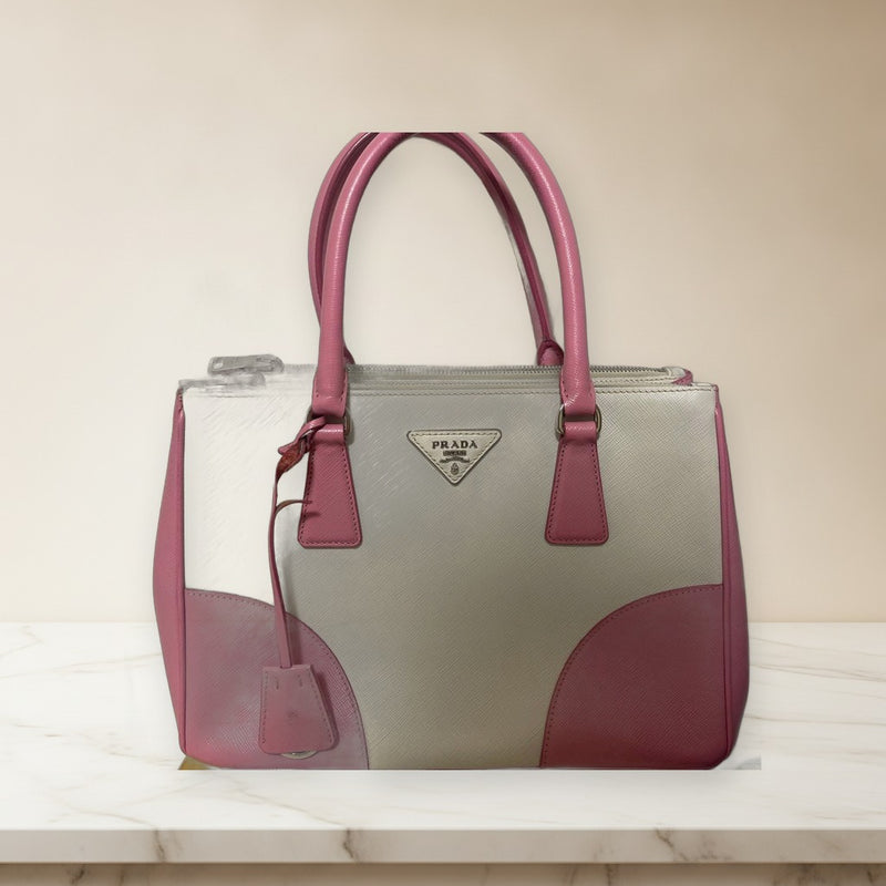 Prada Handbag Shoulder Bag Pink Leather Tote