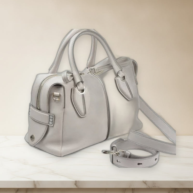 Tods D-styling Small 2-way Shoulder Bag Leather Light Gray Handbag