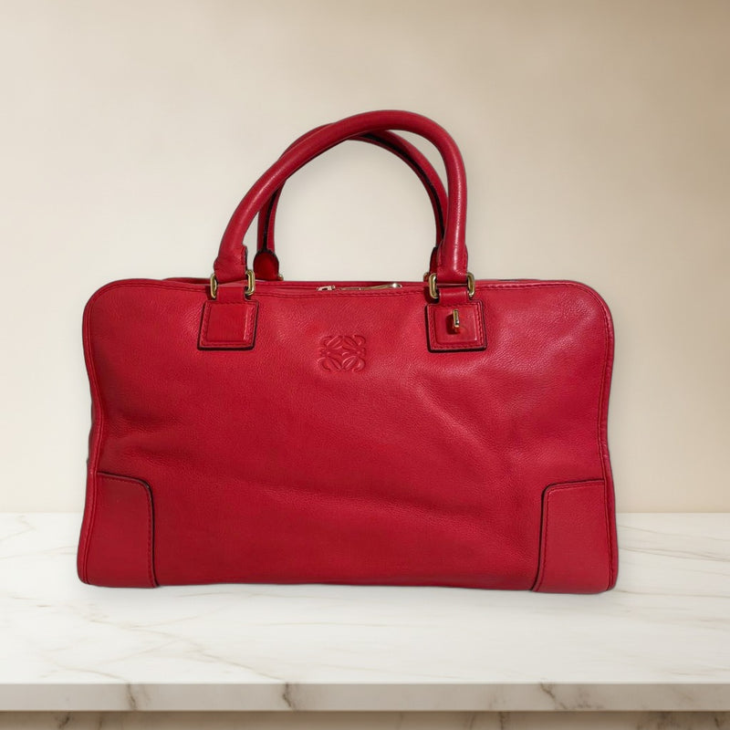 Loewe Amazona 36 Handbag Red Anagram Leather