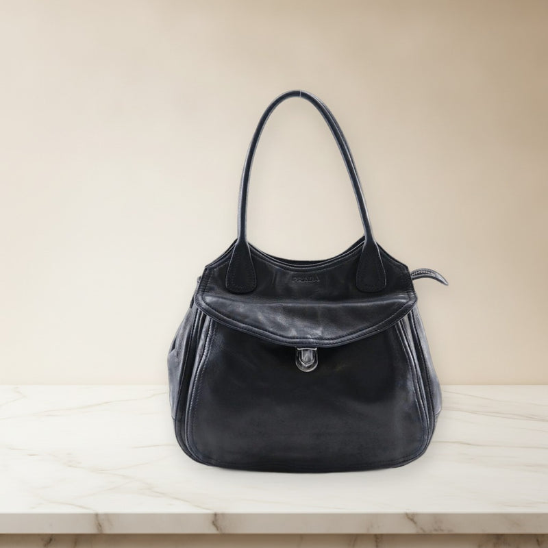 Prada Handbag Shoulder Bag Leather Black
