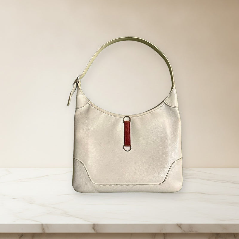 Hermes Trim 31 Shoulder Bag Veau Epsom Leather White Red