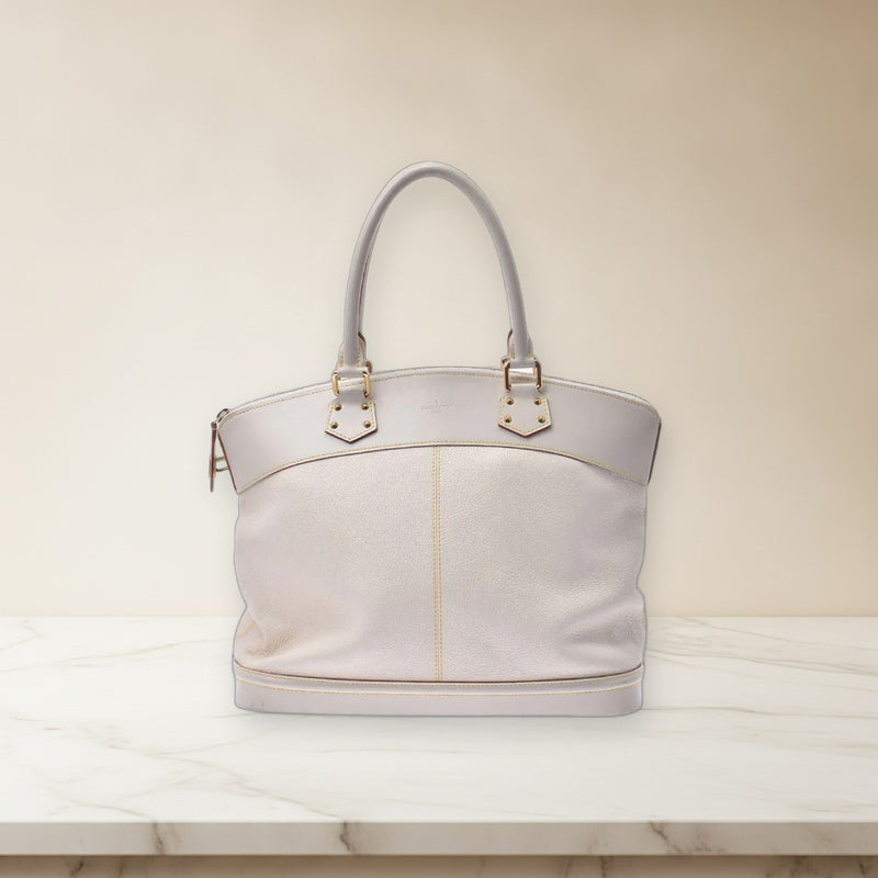 Louis Vuitton Suhali Handbag White Leather Detachable Strap Metal Fittings
