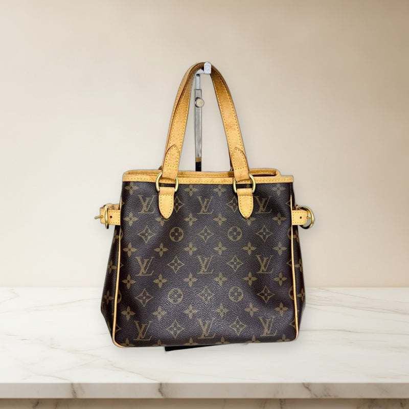 Louis Vuitton Monogram Handbag Shoulder Bag Canvas Brown With Side Belts