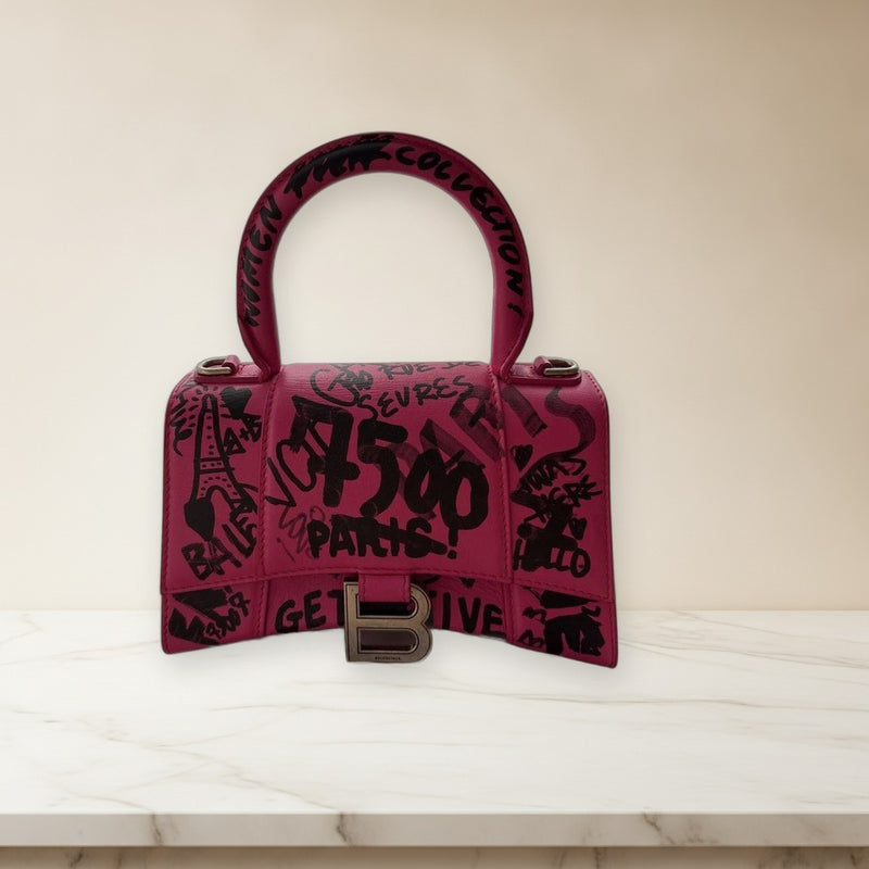 Balenciaga Graffiti Handbag Pink Leather