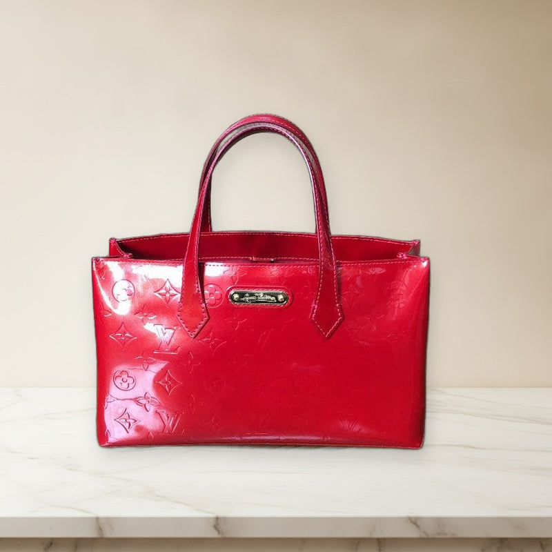 Louis Vuitton Wilshire Pm Handbag Vernis Pomme Damour Red Enamel