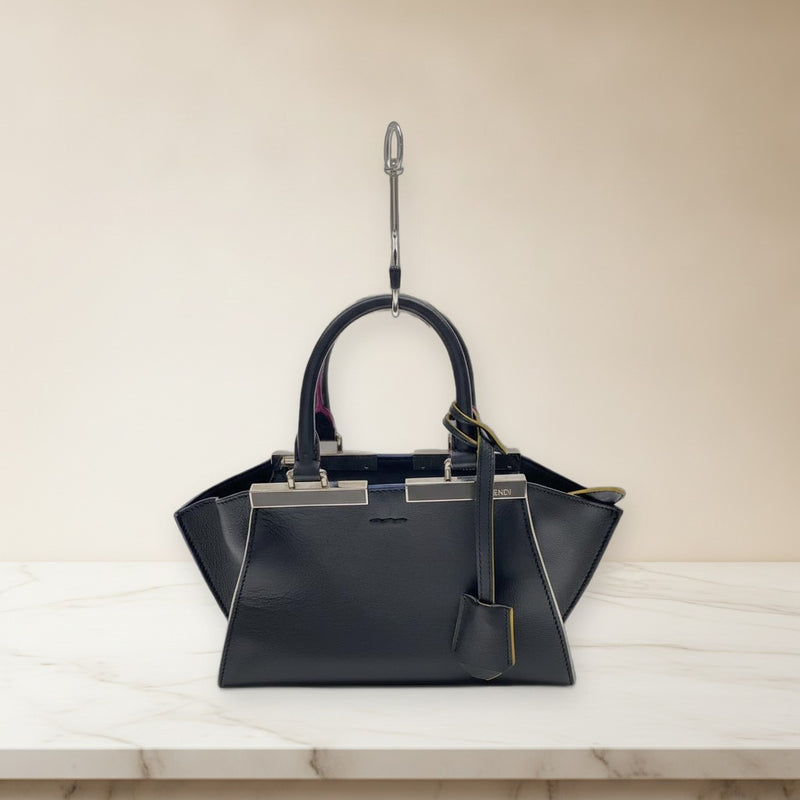 Fendi Peekaboo Handbag Black Multicolor Leather
