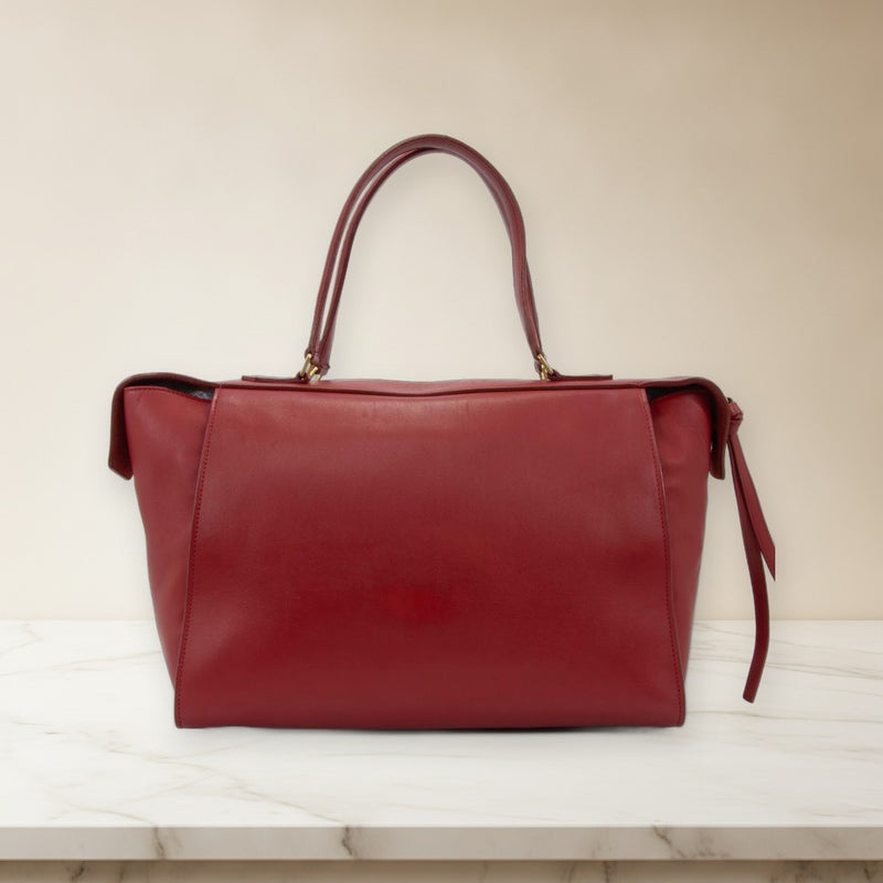 Celine Ring Bag Small S-GA-4175 Handbag Calfskin Carmin Red Gold Hardware