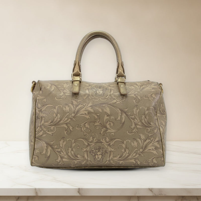 Versace Vanitas 2WAY Shoulder Crossbody Bag Coated Canvas Calfskin Gold Hardware