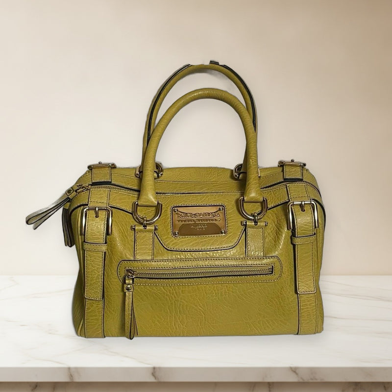 Dolcegabbana Boston Handbag Cowhide Yellow Gold Hardware