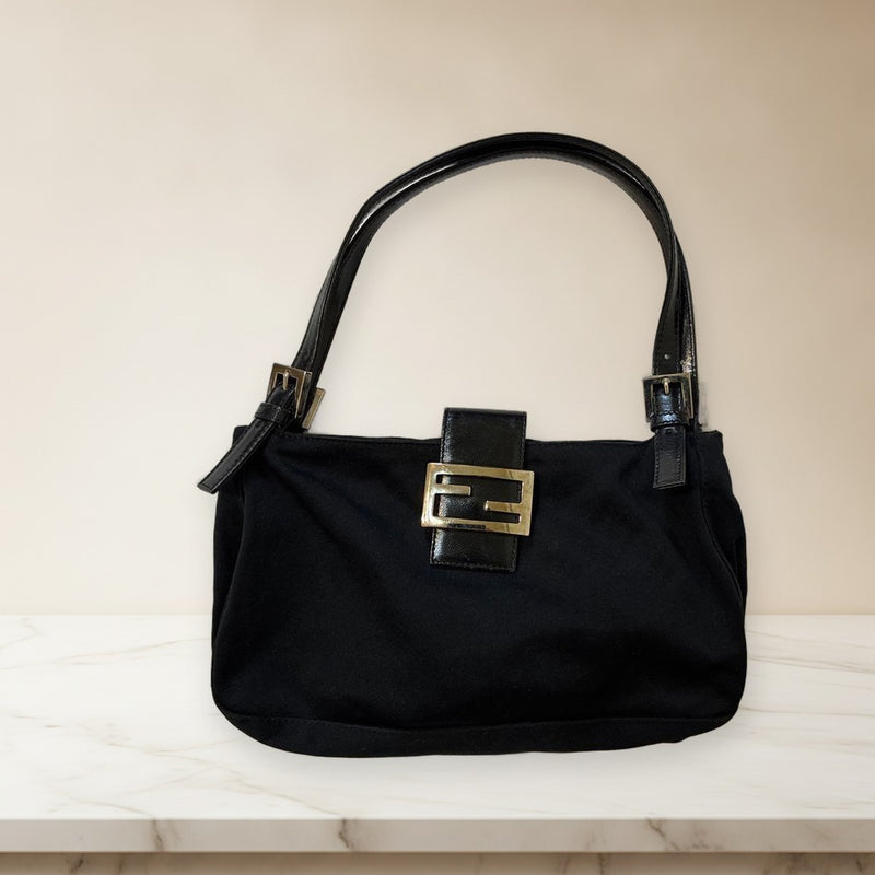 Fendi Black Handbag Shoulder Bag Tote Leather