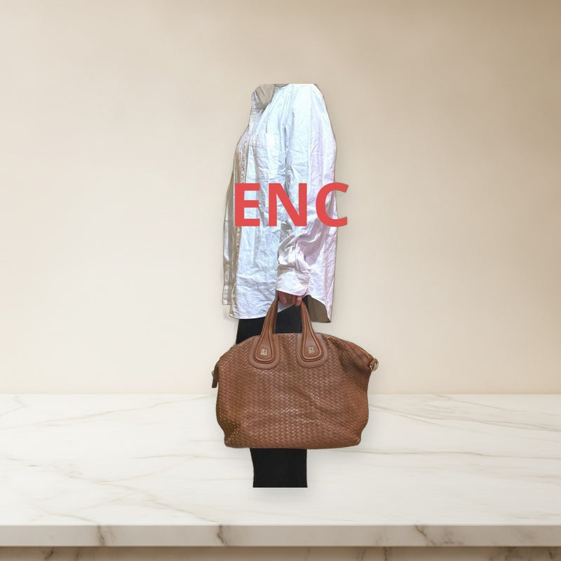 Givenchy Nightingale Handbag Woven Cowhide Leather Brown Gold Hardware