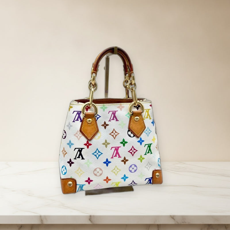 Louis Vuitton Audra M40047 Handbag Monogram Multicolore White Vachetta Leather