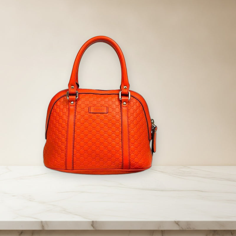 Gucci Microguccissima 449654 2way Handbag Shoulder Bag Leather Orange Gold